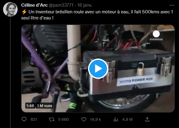 L3G33K's tweet photo. Petit joueur cet inventeur.
Dans ma voiture, je ne rajoute que 200 à 250 millilitres dans le réservoir d'eau tous les 10000 km environ. https://t.co/zPxPnwuGHV
