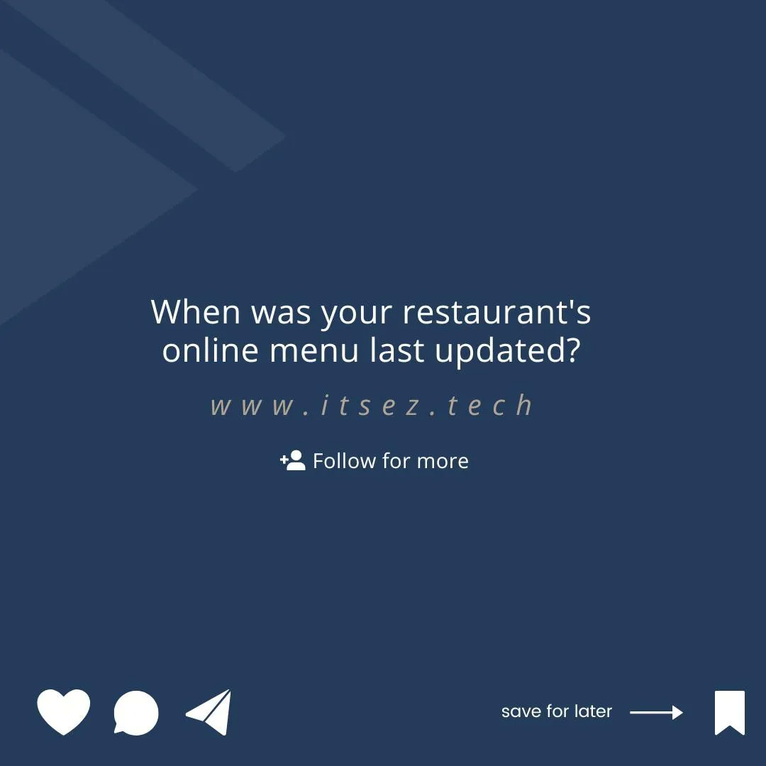 2/2
Your menu 📖 is the first thing that the customers will look at and you need to ensure that it is easier for them to make a decision.

Here’s how you can do it👆🏼

When did you last update your digitized menu?

#GrowWithEZ #ItsEZ #restaurantconsultancy