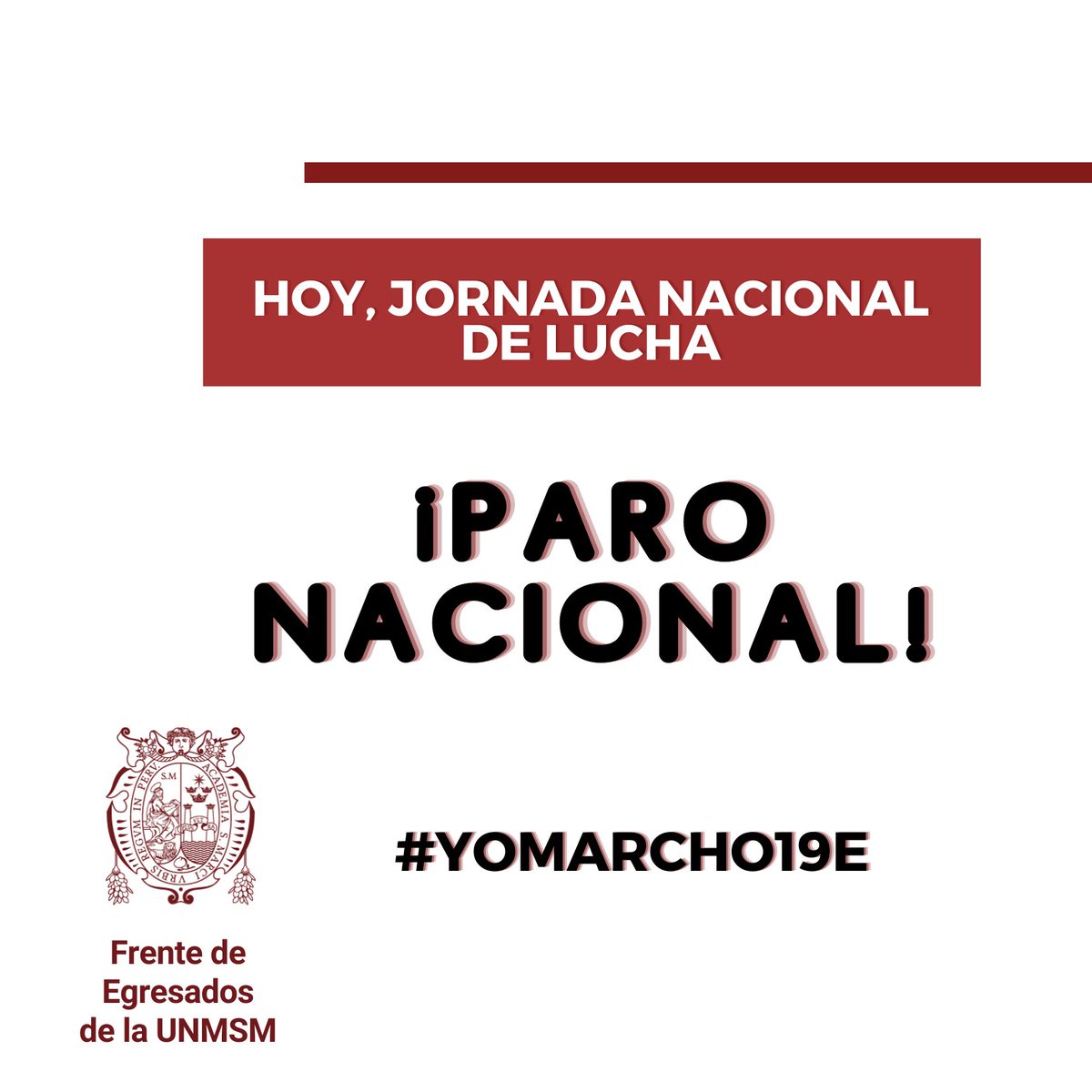 Hoy, Paro Nacional!
#YoMarcho19E  #DinaRenuncia