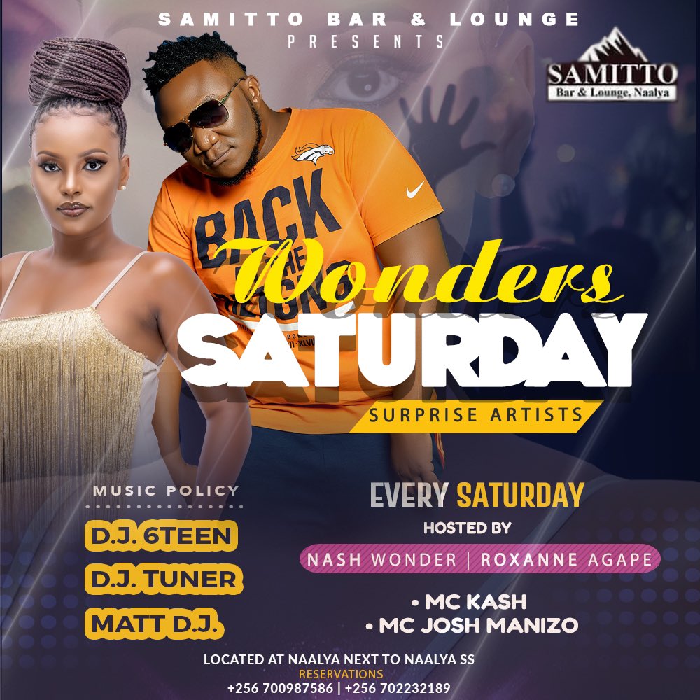 MwizaSophy's tweet photo. The wonders Saturday is back this weekend @SamittoBar. Hosted by yours truly @NashWondersPro and Roxanne . 

#WondersSaturday https://t.co/9U72KnUN7b
