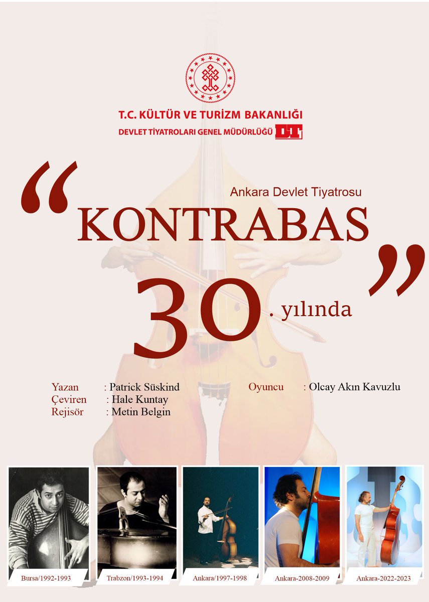 Dünyada en çok sahnelenen tek kişilik oyun olma özelliğine sahip olan; Patrick Süskind'in yazdığı ve Hale Kuntay'ın çevirdiği Ankara Devlet Tiyatrosu yapımı "KONTRABAS" adlı oyun 30. yılını kutluyor.. <a href="/devtiyatro/">Devlet Tiyatroları</a>