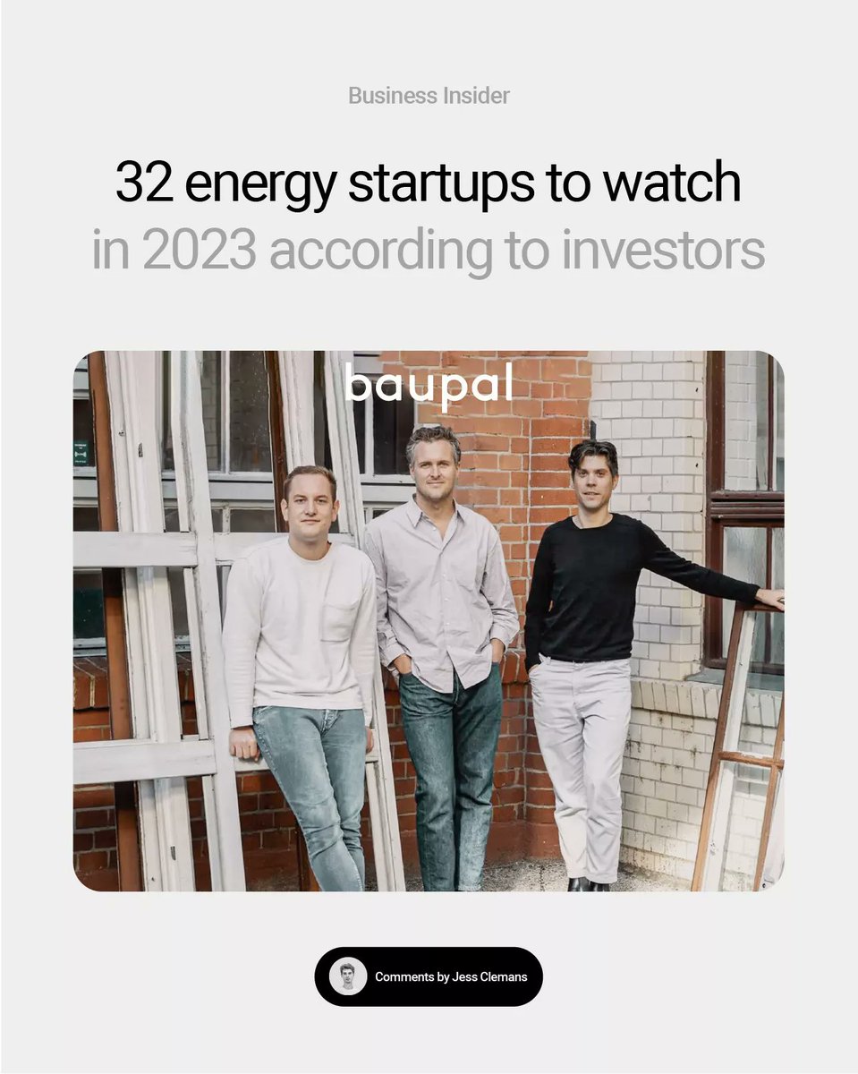 noavctech's tweet photo. With #energystartups receiving record levels of investment in 2022, it's an exciting time for companies in this space 🚀We spoke to @tasjourno at @BusinessInsider about the energy startups to watch in 2023, including our portfolio company @baupalGmbh: https://t.co/OhYYBcbReQ https://t.co/PVCBOSxmeH