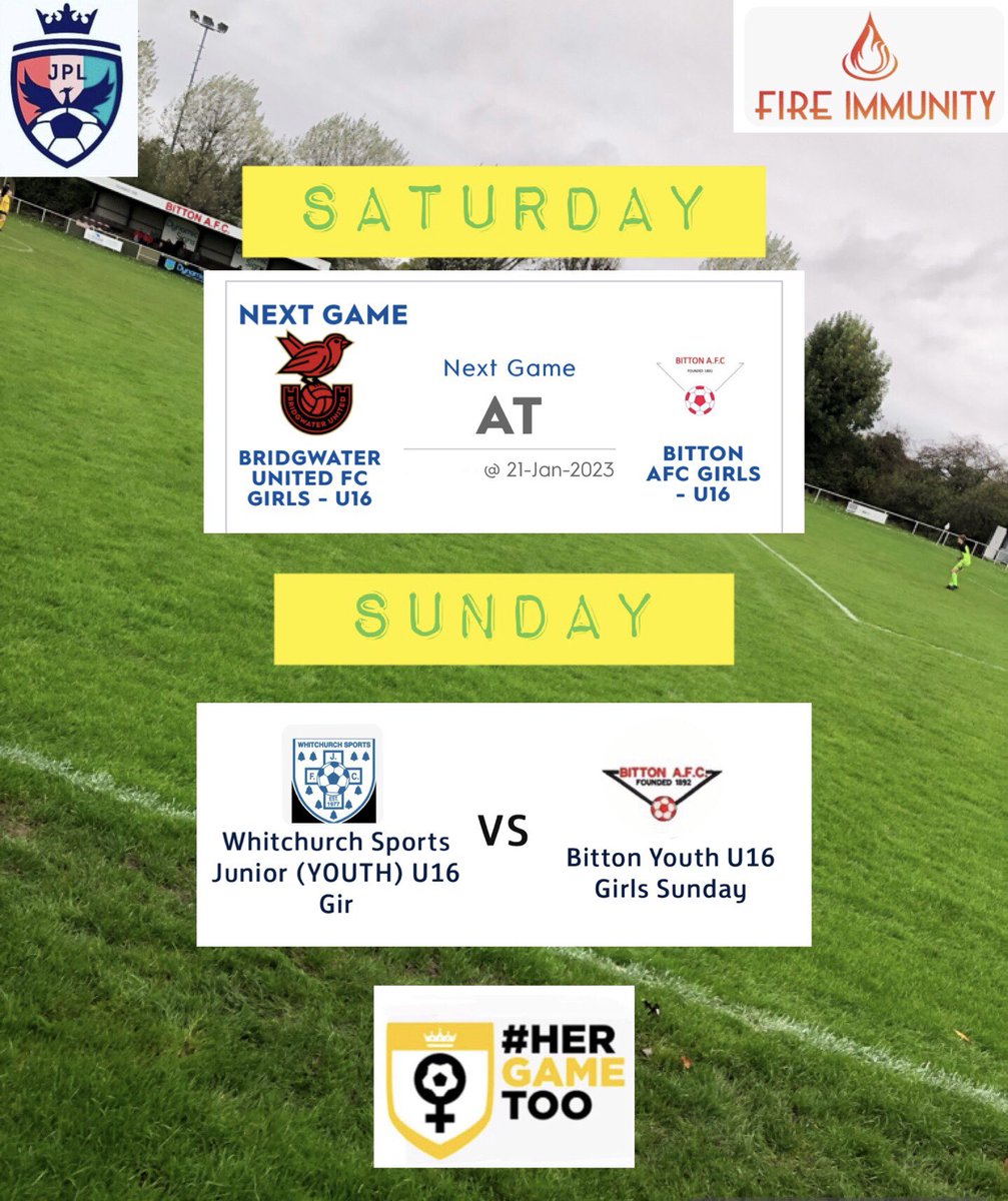 BittonAFC_Girls's tweet photo. We’re away Saturday for our @JPL_WARRIORS match v @BridgwaterUtdW & Sunday we have our @GirlsBristol match v Whitchurch.
Let’s home the weather is on our side this weekend 🤞🏻
#Bittonaway
#uptheton
#Bristolfootball https://t.co/v2x3nDROxn