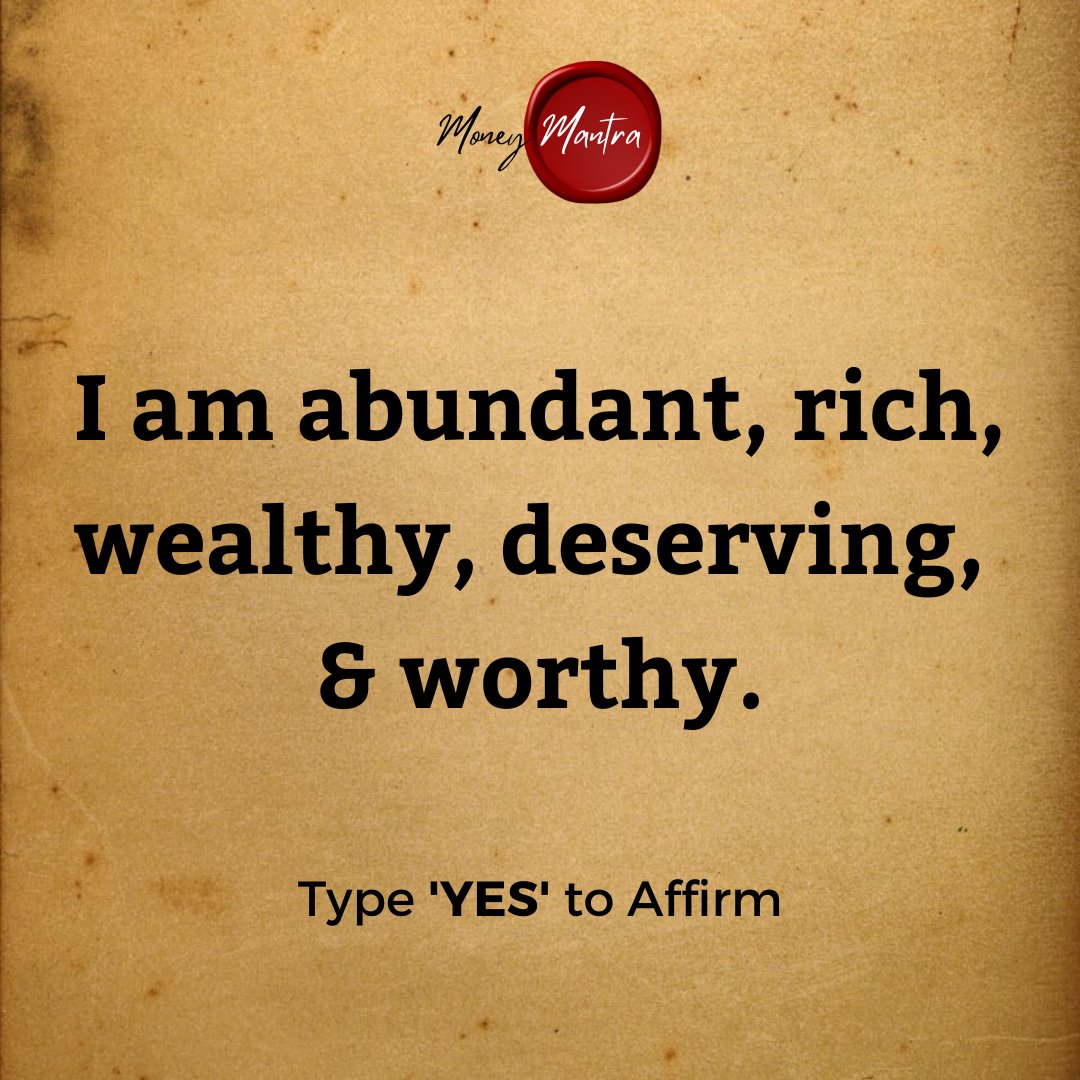 Type 'YES' to Affirm.
Follow <a href="/imoneymantra/">Money Mantra</a> for more power.