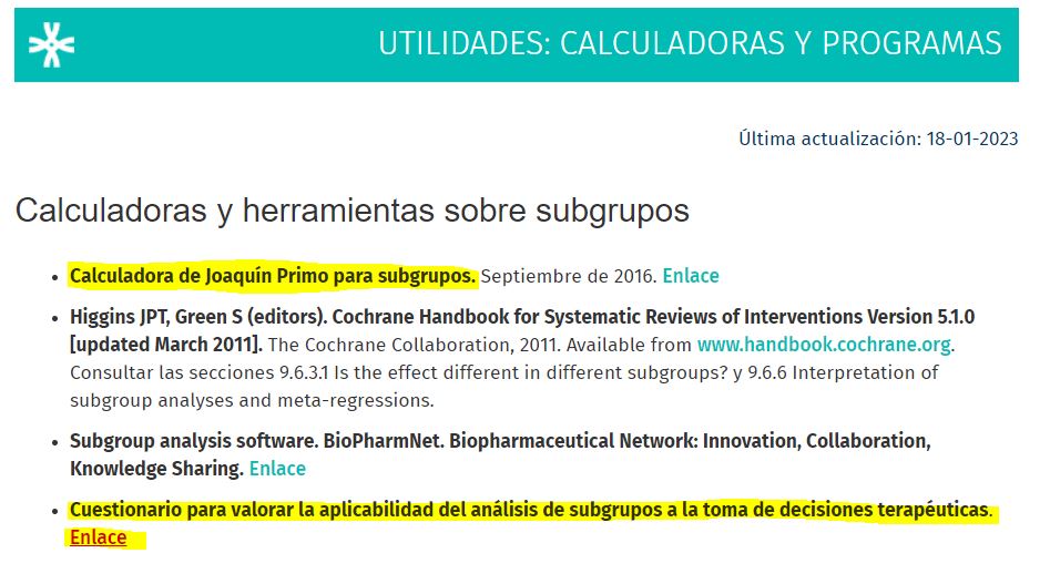 EmilioAlegre1's tweet photo. Se acaba de colgar en @GENESIS_SEFH  la traducción al castellano del cuestionario para valorar análisis de subgrupos. También está la calculadora de interacción. Por si son de utilidad. https://t.co/9VyRcqN3GG https://t.co/MJGTODzypH