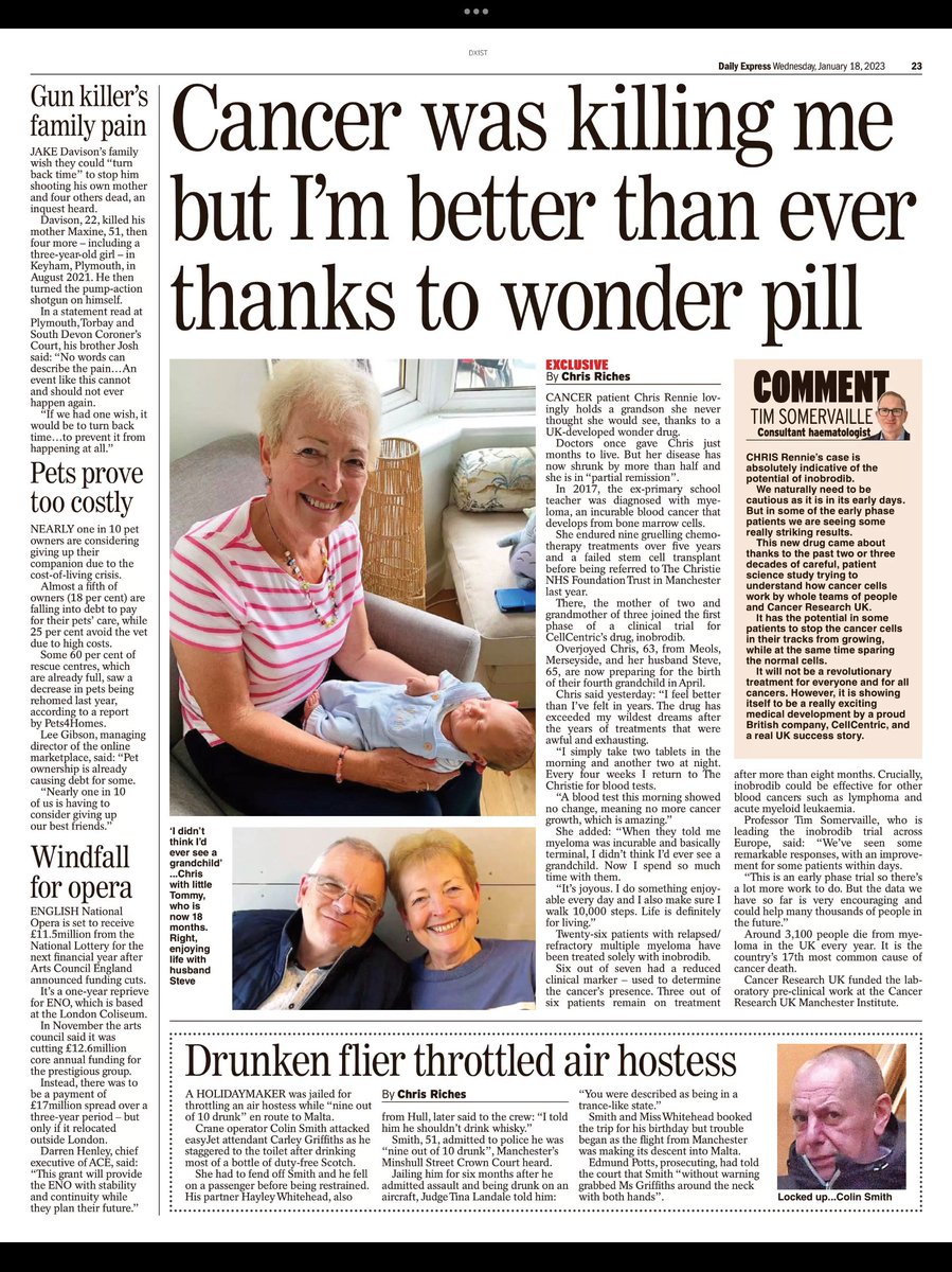Not our normal place to publish….. but this story in the Daily Express highlights some of the exciting albeit preliminary results for patients we are seeing in our fantastic collaboration with CellCentric and clinicians across the UK &amp; EU &amp; lab work from Luciano Nicosia