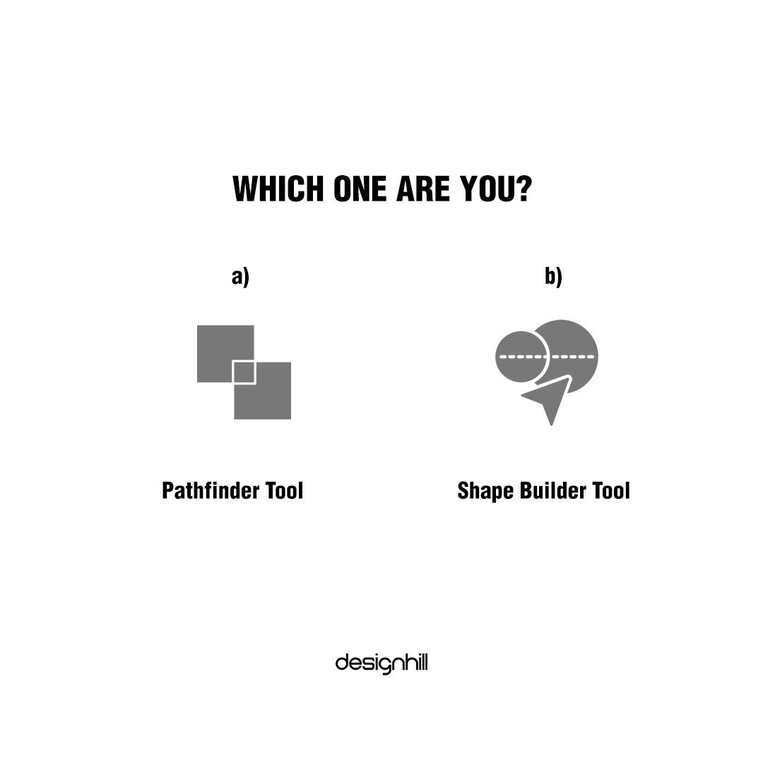Designhilldh's tweet photo. One uses Pathfinder, the other one Shape Builder Tool. Which one are you?
.
.
#DesignhillDh #Designer #Tools #PathFinderTool #ShapeBuilderTool #Tools #Design #DesignersLife #Choose #Designing #Designs #Guess #LogoDesign #LogoDesignersClub #GraphicDesignersClub https://t.co/SBLOP4MmRf
