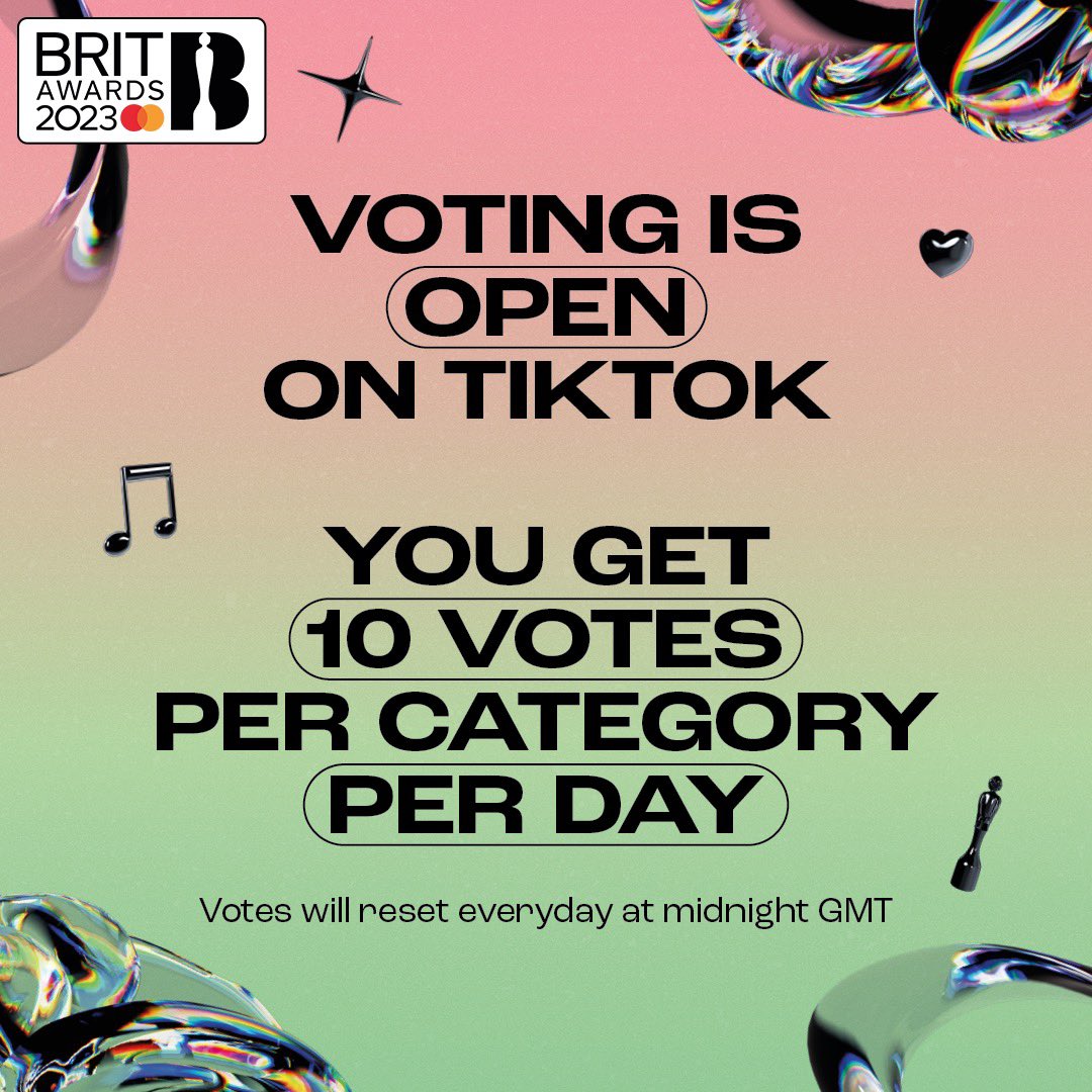 Insanity Records (@insanityrecords) on Twitter photo Vote for <a href="/Tom_Grennan/">Tom Grennan</a> as the Best Rock/Alternative Act at the <a href="/BRITs/">BRIT Awards</a> 2023 💥
You can place up to ten votes per day on TikTok. Voting closes at 12pm GMT Thursday 2nd of February.
TomGrennan.lnk.to/Brits2023
#BRITs Vote for <a href="/Tom_Grennan/">Tom Grennan</a> as the Best Rock/Alternative Act at the <a href="/BRITs/">BRIT Awards</a> 2023 💥
You can place up to ten votes per day on TikTok. Voting closes at 12pm GMT Thursday 2nd of February.
TomGrennan.lnk.to/Brits2023
#BRITs