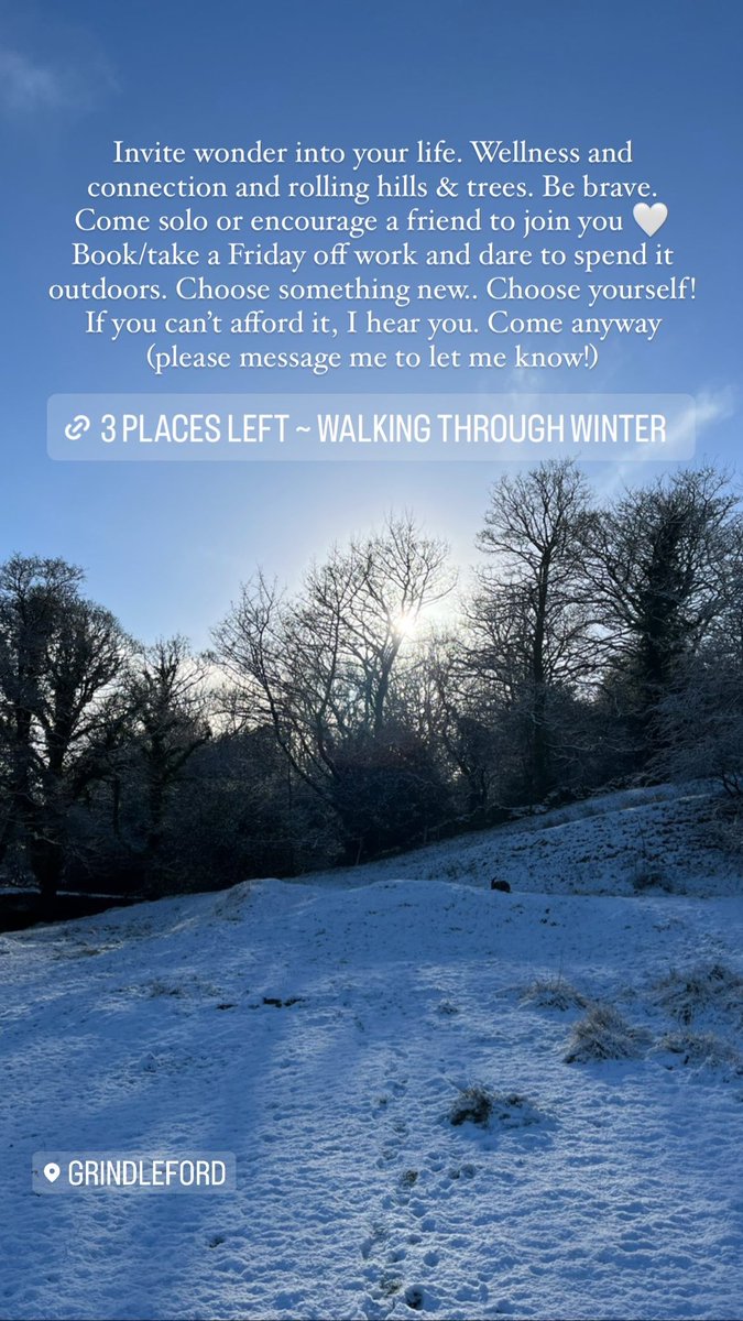 The magic of the mornings ✨ Grab your boots, wrap up and head out to meet me &amp; @toby_rhodes for a walk with the winter landscape.

Fri 3 Feb ~ be bold, take a day to be with nature. Meeting as a small group (max 10) @ 11.30am in Grindleford. 

~ riseandwild.com/service-page/w… ~