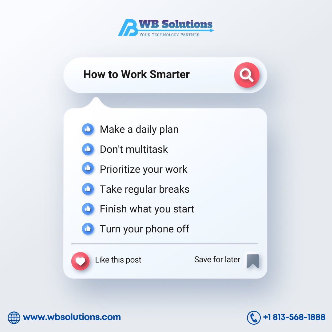 𝐖𝐚𝐧𝐭 𝐭𝐨 𝐰𝐨𝐫𝐤 𝐬𝐦𝐚𝐫𝐭𝐞𝐫, 𝐧𝐨𝐭 𝐡𝐚𝐫𝐝𝐞𝐫?Try implementing these effective tips that will help you work smarter, not harder to be more productive
#worksmarternotharder #worksmarter #productivity #efficiency #careeradvice #timemanagement #workhacks #successmindset