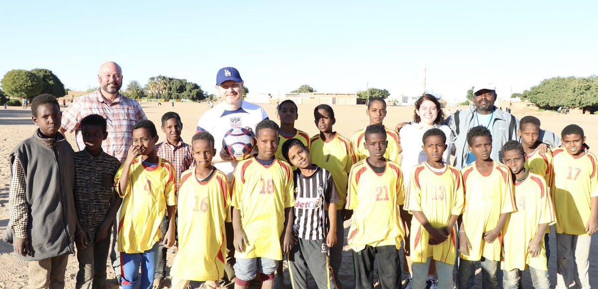 Thrilled to play soccer/football with talented kids in Karima, Al-Tahadi Club. Sport plays a role in bridging cultures and bringing us closer together.