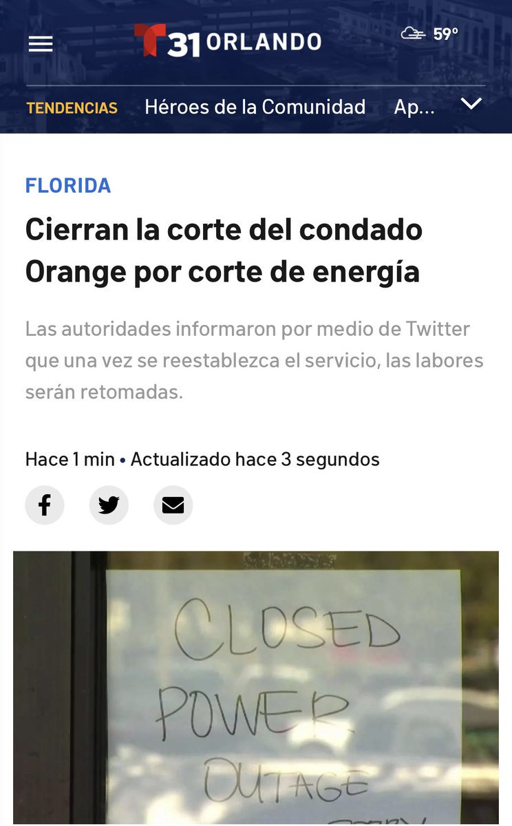 Cierran la corte del Condado Orange por corte de energía.