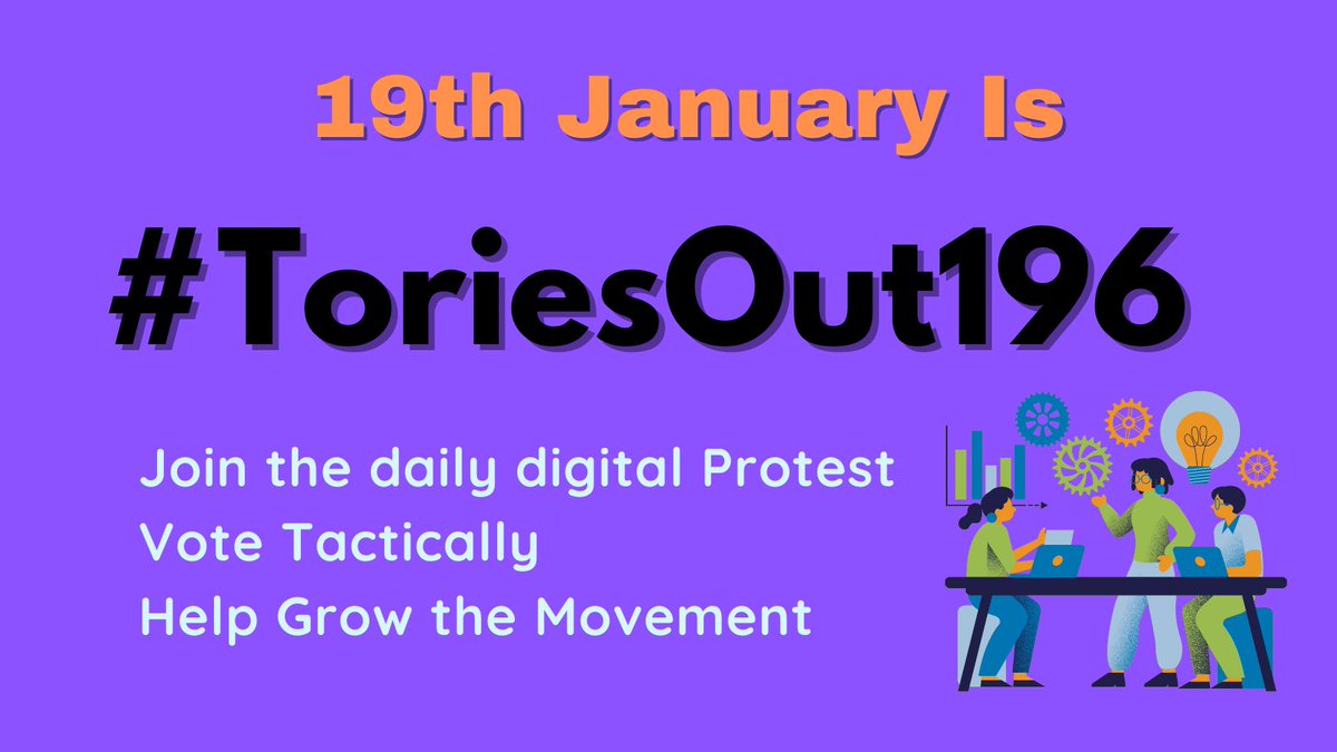 Thursday 19th January is #ToriesOut196

Tories want to keep us trapped in poverty cycles, denying nurses & workers a fair wage, intent on tax dodging #Freeports, removing our rights #RetainedEULaw

Preserving a high skill, high wage & crony contracts for them

#GeneralElectionNow