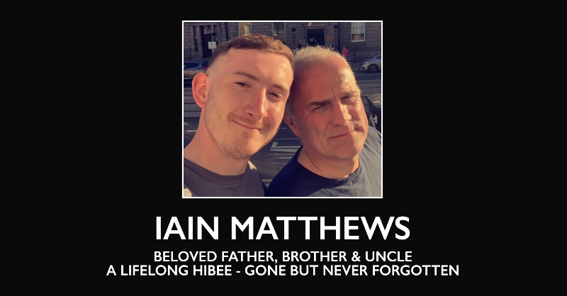 HibernianFC's tweet photo. Hibernian FC urge all supporters to join the Club in a minute’s applause on 61 minutes at Easter Road on Sunday to remember lifelong Hibs fan Iain Matthews, who passed away before last weekend's game against Dundee United.