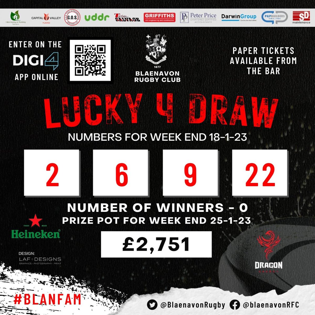 No lucky winners this week!! 
Get your numbers in for next week's draw... £2,751 in the pot!! 💰💰