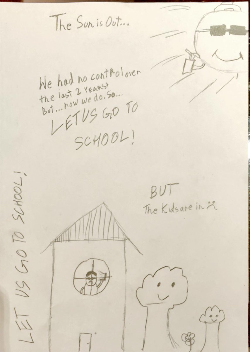 Something my kids drew about the closure of Gurgaon schools last couple of weeks
