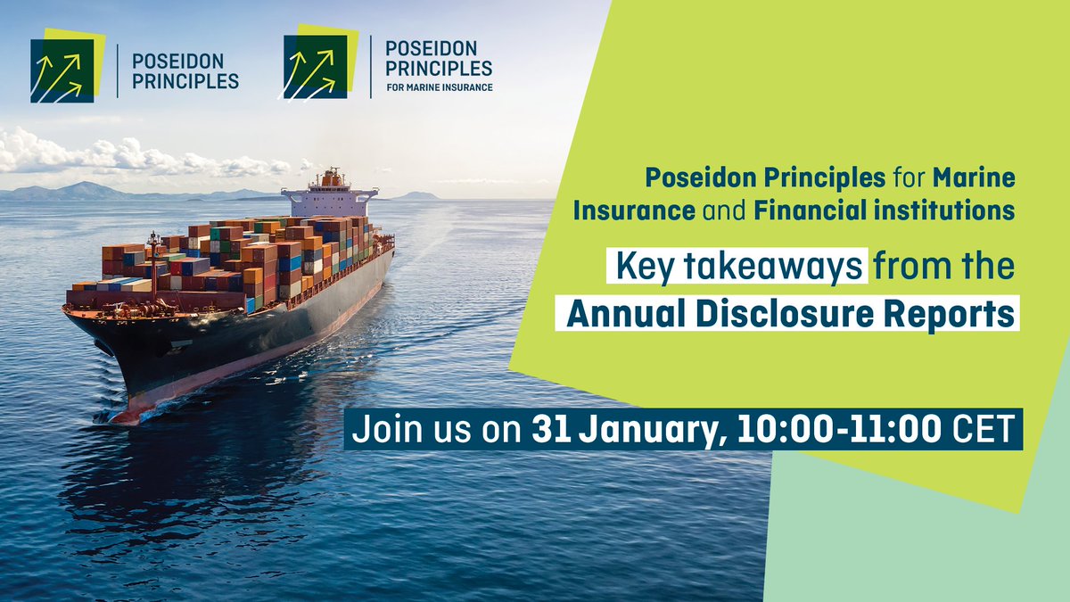 PP4Insurance's tweet photo. Tune in Tuesday, 31 January, to learn how shipping portfolios of key finance and insurance institutions align with climate goals. Register here: https://t.co/hbysjGpev0 #PoseidonPrinciples #PoseidonPrinciplesforMarineInsurance https://t.co/NnUdKY8oPy