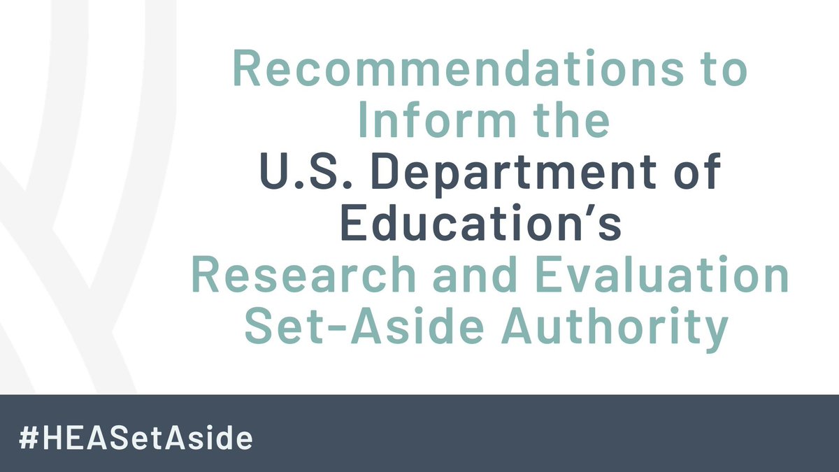 OUT TODAY: Our newest brief with <a href="/Results4America/">Results for America</a> outlines five recommendations for <a href="/usedgov/">U.S. Department of Education</a>’s #HEASetAside to better support students’ #highered success through equity-focused research and evaluations. Learn more: lght.ly/ohg9f0a /1