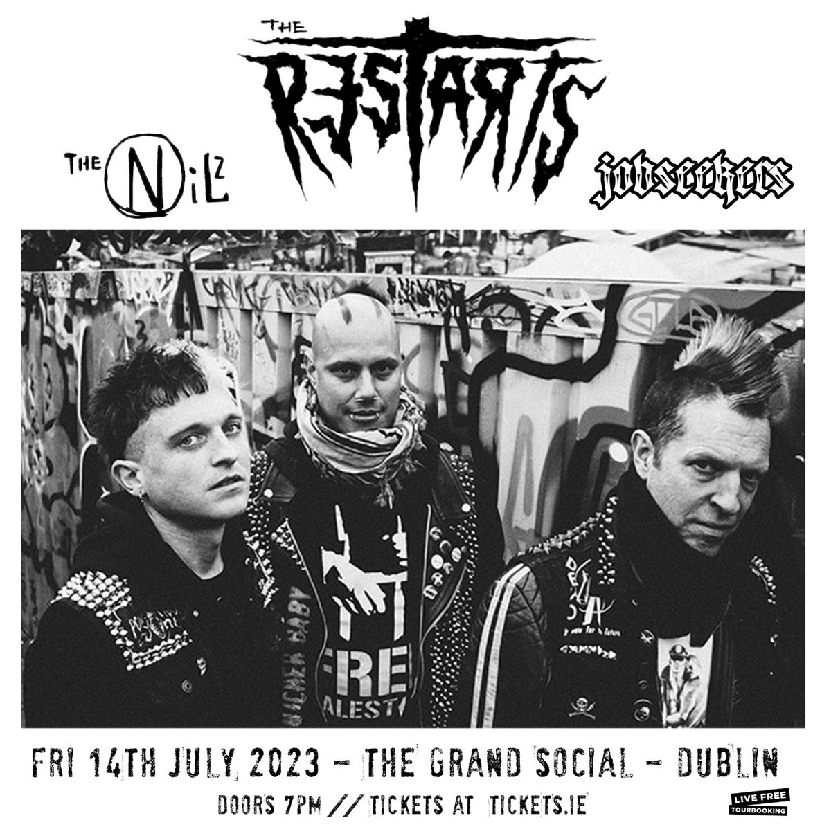 🚨 𝗢𝗡 𝗦𝗔𝗟𝗘 𝗡𝗢𝗪 🚨

UK Street Punk band @the_restarts are coming to Dublin with a show in @TGSDublin on Friday the 14th of July. Support on the night comes from @NilzThe & @JobseekersDCHC.

Tickets on sale NOW  👉 bit.ly/TheRestarts-gig

@LiveFreeAgency