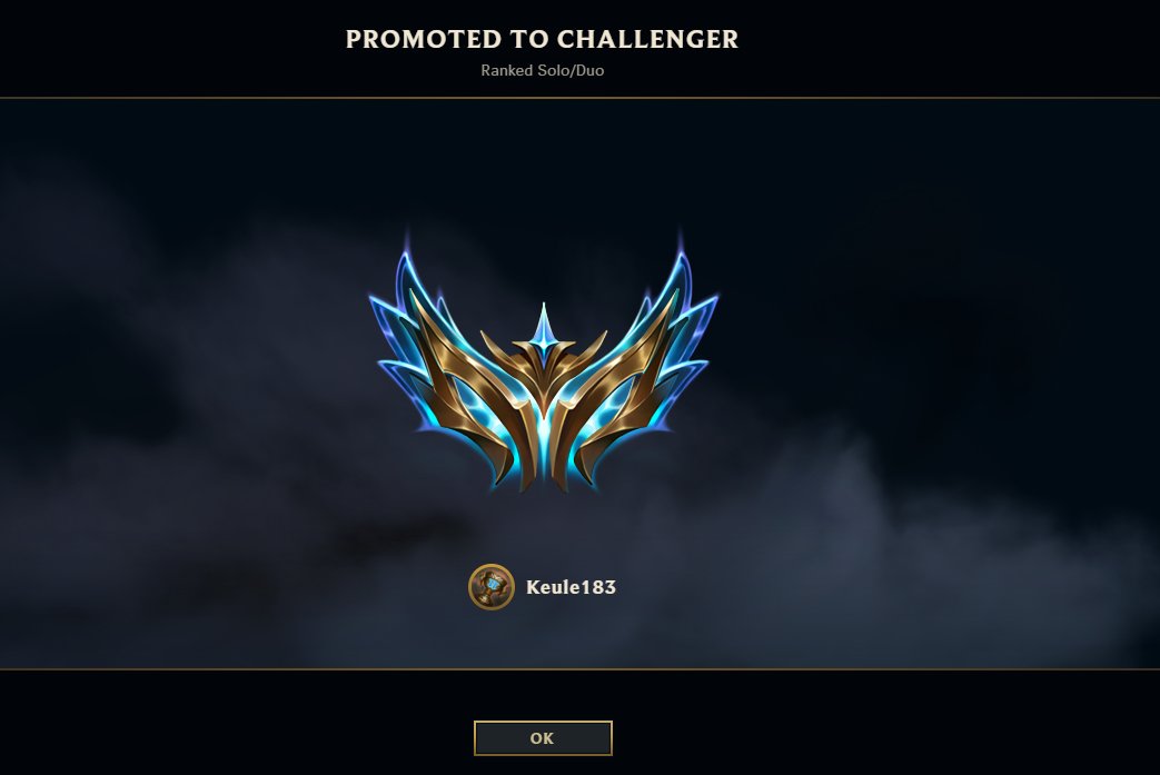 Nach einer Woche early Season grind Challenger zu hitten ist schon ein nices Gefühl, ngl. Freue mich auf das Offline Finale der Uniliga!