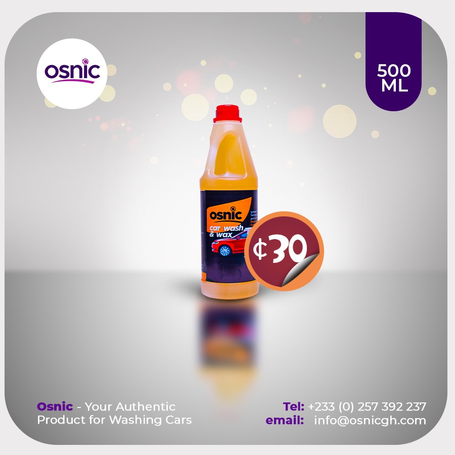 Always choose quality.
Osnic car wash & wax is here to do the magic.
Get our 500ML bottle for a cool 30 cedis.

For more info, contact us on 0257392237

#osnicproducts #washingbay #carproducts #ghana #carwash #products
