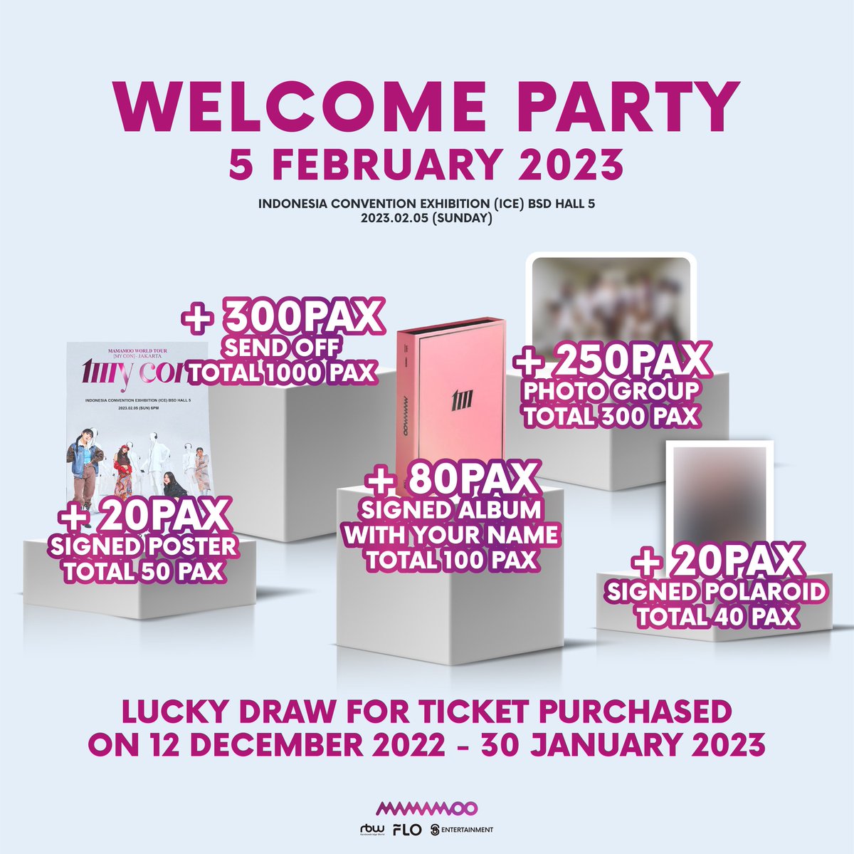 sunbrightent's tweet photo. [TAMBAHAN FAN BENEFITS]
Kabar gembira buat Moomoo! Bikin kesempatanmoo menang undian lebih besar dengan lebih banyak tiket! (1 nama MAKS. 4 tiket)

Buruan beli tiketnya di https://t.co/gkCUPj11Gz!

#MAMAMOO #MYCON #MAMAMOOinJKT #MAMAMOOinJAKARTA #마마무 #sunbrightentertainment https://t.co/fzTYnnYGm5