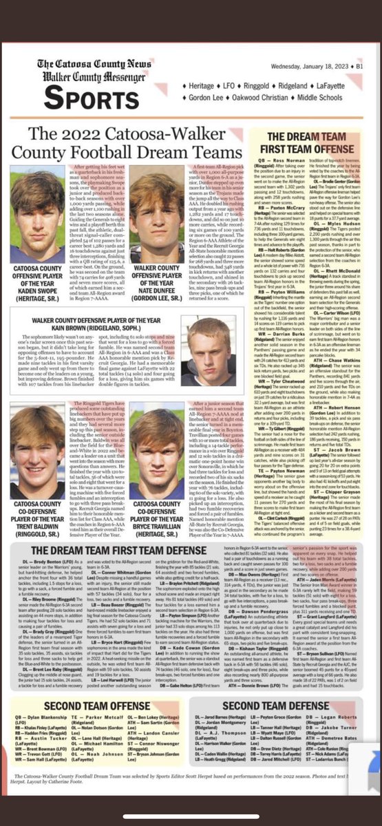 Congrats <a href="/KainBrown5/">Kain Brown</a> for being named Walker-Catoosa County Defensive POY. Congrats to the others selected on 1st and 2nd team offense and defense. 9 players in all. The future is bright. #B1Gthings coming in 23. <a href="/RidgelandHigh/">Ridgeland Panthers</a> <a href="/RidgelandVideo/">Ridgeland Video</a>