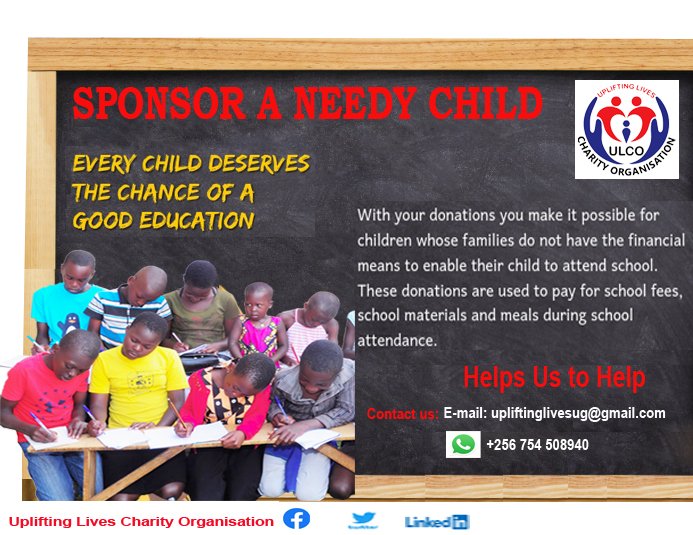 Sponsor a needy child with education needs, Every child deserves the chance of a good education, with your donations you make it possible for a children whose families do not have the financial means to enable their child to attend school.These donation are used to pay scl needs