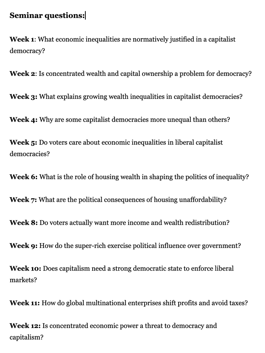 Aidan_Regan's tweet photo. Looking forward to teaching my new @ucddublin @ucdpolitics masters module next week:

"Politics of Income and Wealth inequality".

Description 👇. Seminar questions 👇. 

#WealthInequality 

#MarketPower

#UnequalDemocracy 

#ProfitShifting 

#POL41780 https://t.co/8abeEJBQjI