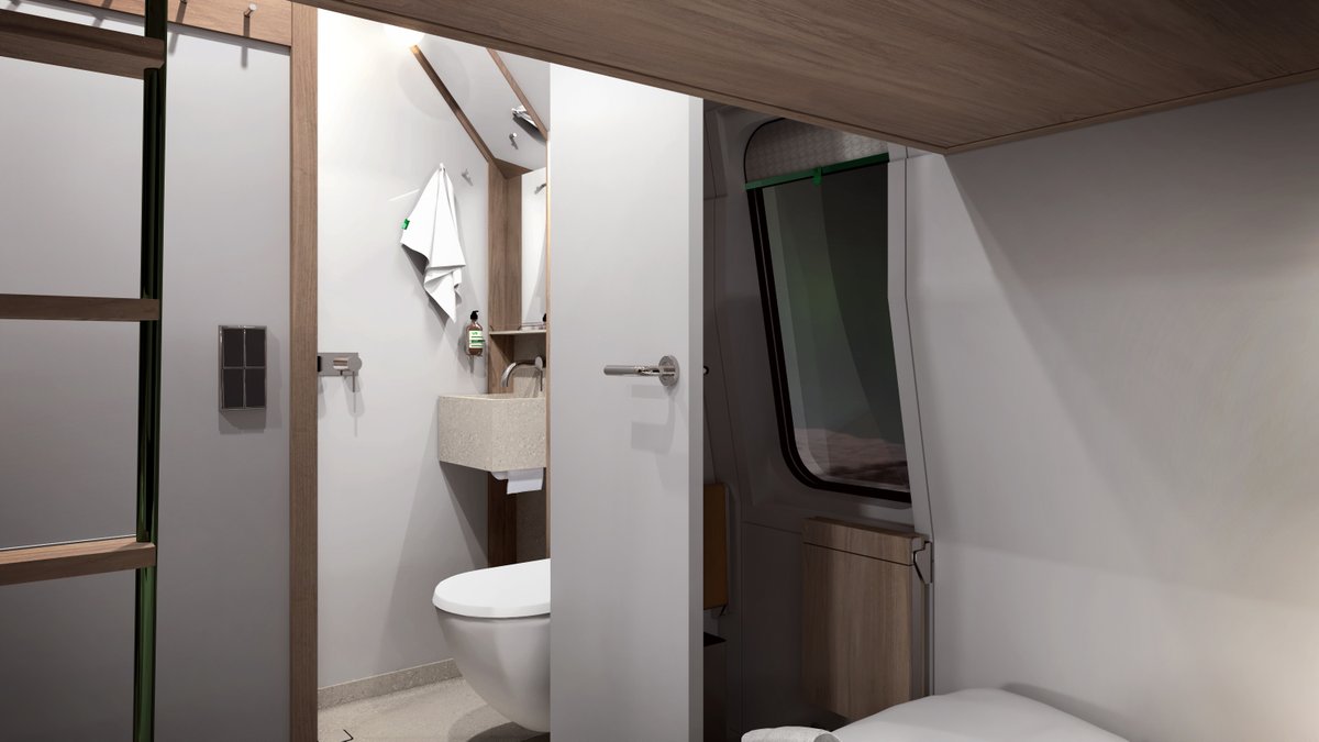 KuudesDesign's tweet photo. A train cabin like a hotel room – Kuudes helps @VRmatkalla  elevate their night train customer experience. 

#yhteisellämatkalla #interiordesign #yöjuna #train https://t.co/vinNb32nwk