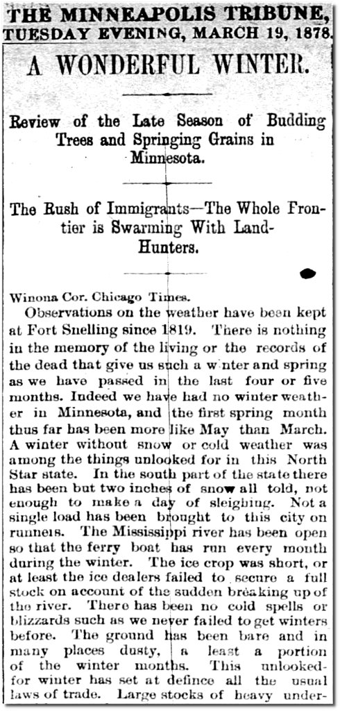 During the winter of 1877-1878, Minnesota experienced no winter weather.  #ClimateScam 

https://t.co/xBadWu9ok9 https://t.co/D2proB4osK https://t.co/Y7glTEFZrk