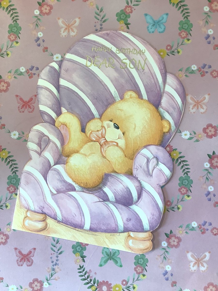 NEW LISTING I only have ONE of these SUPER CUTE Cards available in my #etsyshop Circa #1980s #Vintage Unused 'Happy Birthday Dear Son' Card with ADORABLE Teddy Bear Relaxing on a Chair Design by Ken -Nostalgic Card To Keep etsy.me/3iN3yrX #SonBirthdayCard #TeddyBearCard
