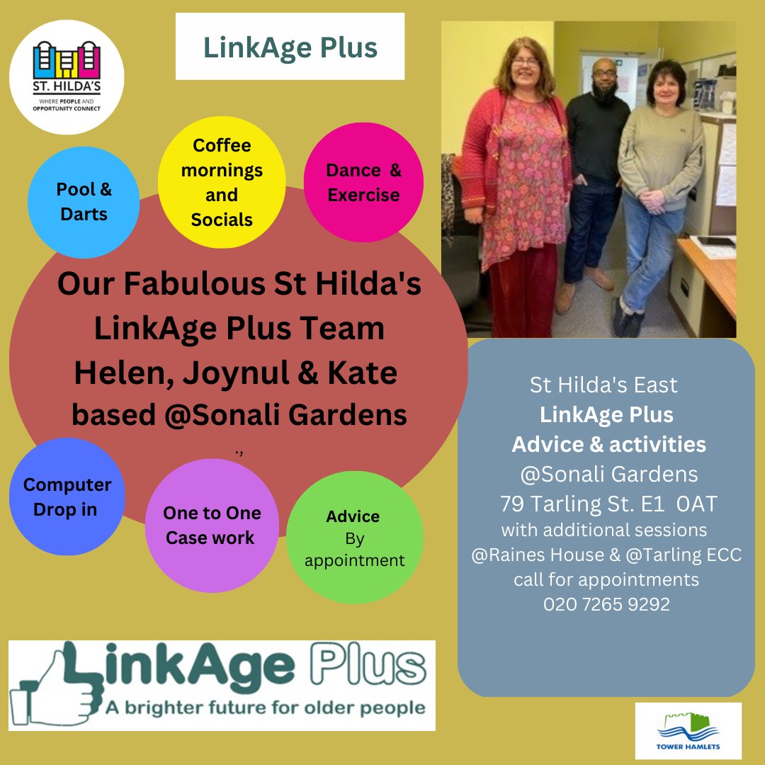 StHildasEast's tweet photo. LinkAge Plus is a project for over 50’s in Tower Hamlets working to improve their well being and increases their social networks and opportunities.
#linkageplus #towerhamletsclinicalcommisioninggroup #sthildaseast #sonaligardensdaycentre
#olderpeople #towerhamletsgpsurgeries https://t.co/CPGK8rSBnh