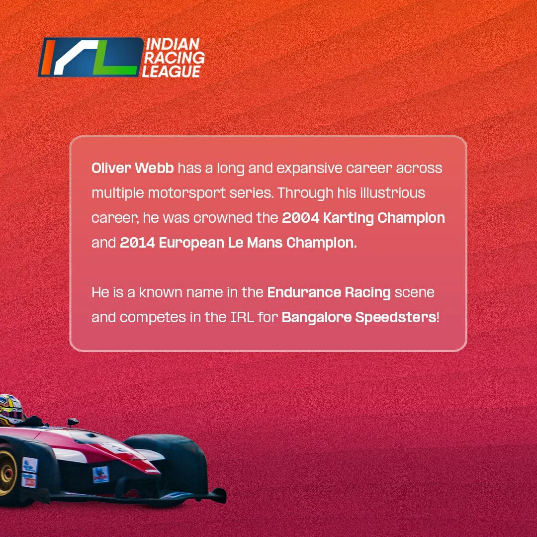 Irlofficial1's tweet photo. Oliver Webb has built a reputation that needs no explanation! Hereβs a short dive into his immense career!
#GearUpIndia #IndianRacingLeague
#wolfracingcars #driverbio #wolfracing #hyderabadstreetcircuit #racingtrack #racingislife #motorracing #indianaracing #motorsports https://t.co/ZBKbDrZxtp