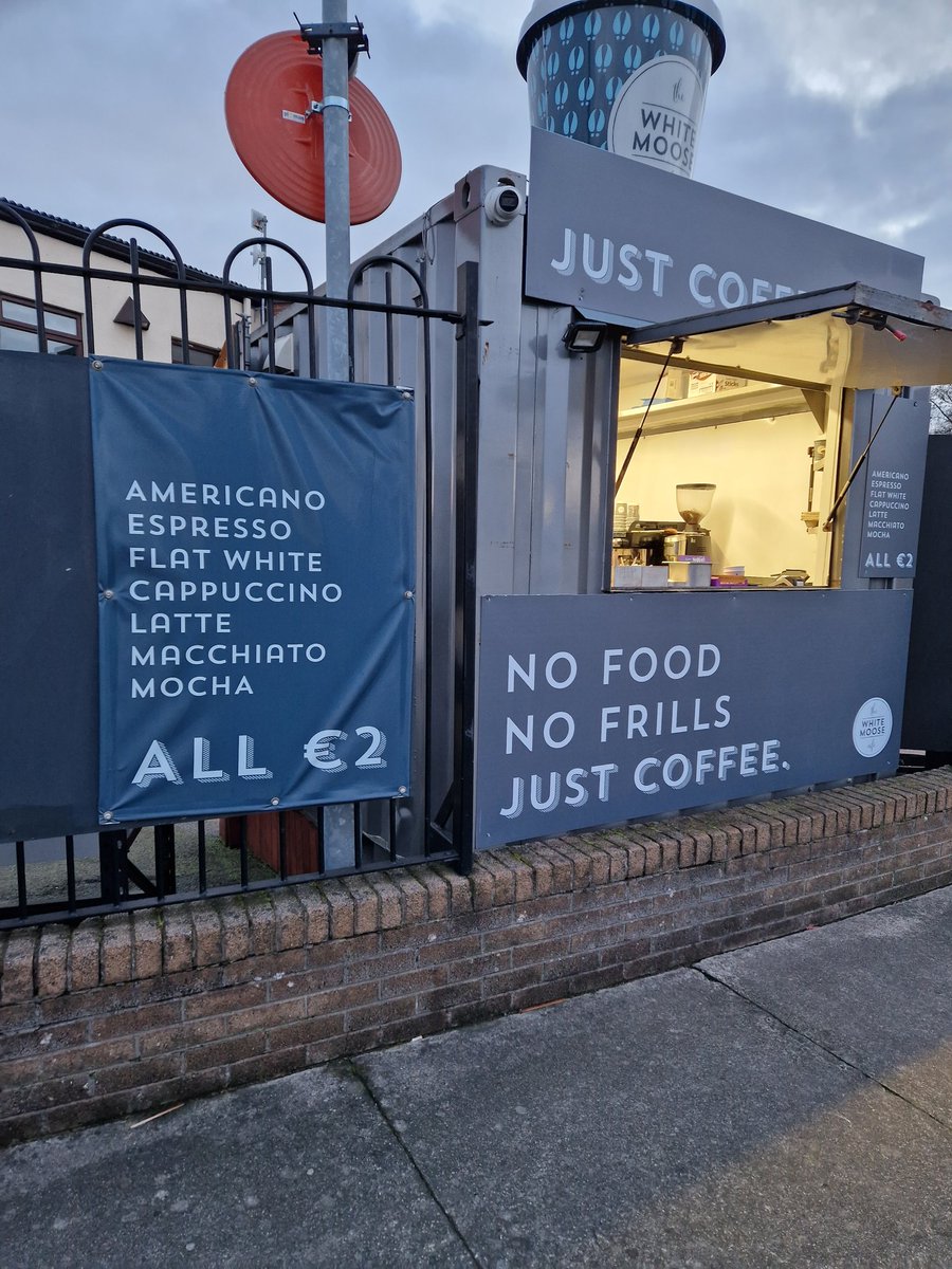 Have been getting coffee <a href="/whitemoosecafe/">The White Moose Café</a> for a few months now. Any coffee - €2. No catch. And it's very good. #glasnevin