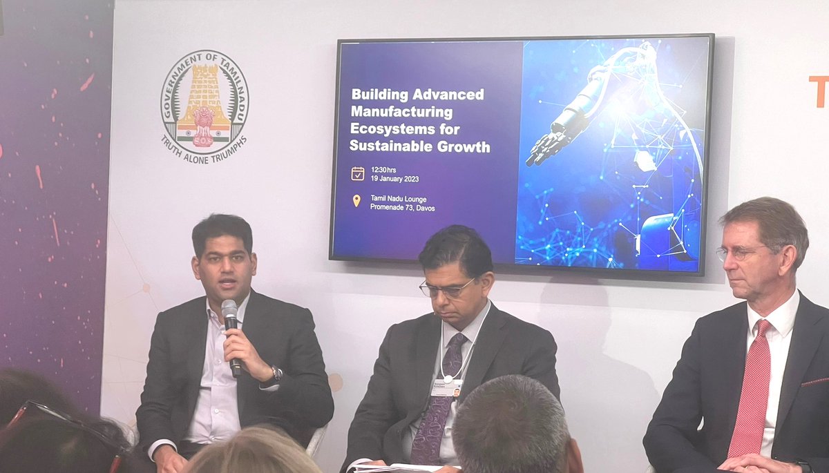 Guidance_TN's tweet photo. Glimpses from ‘Building Advanced Manufacturing Ecosystems for Sustainable Growth’ Session.

#TNatDavos2023 #wef23 #FutureOfAdvanced #InvestInTN #MakeInTN #ThriveInTN https://t.co/Z4z8BkvzRy