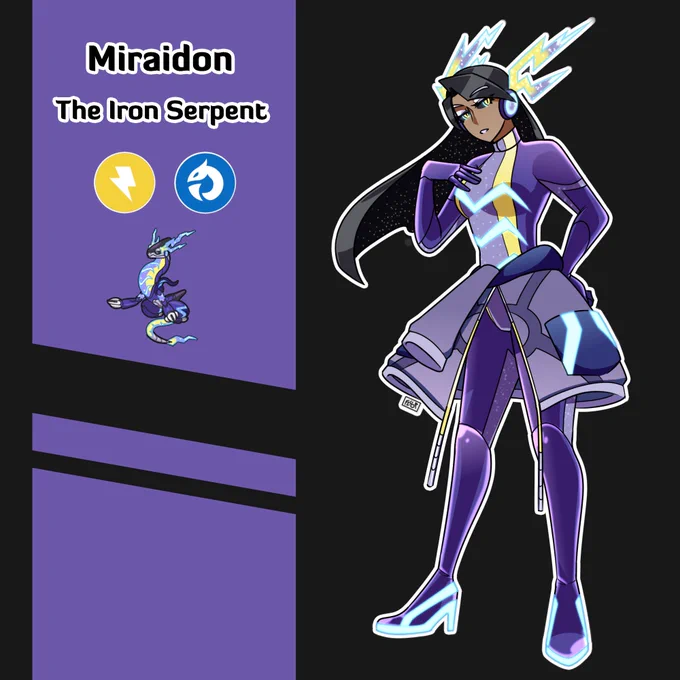 [#PokemonScarletViolet / #PokemonScarlet / #PokemonViolet] Part five of my Pokemon Scarlet team gijinka, with my Espathra and Maushold, and my Koraidon and Miraidon gijinka to round it out! 