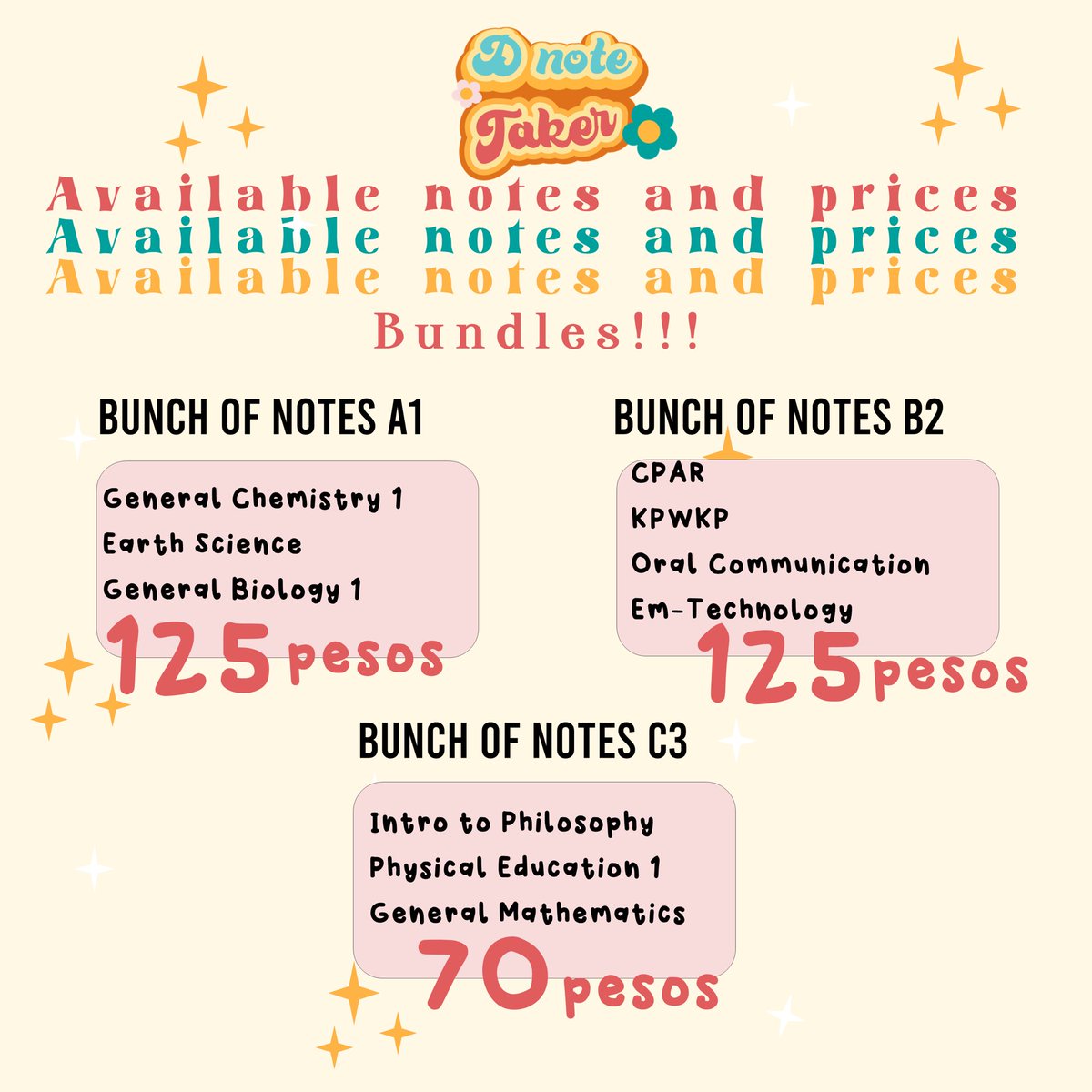 dnotetaker's tweet photo. shs notes for sale🤍

here are the available notes and their prices!!

affordable shs notes for you! 😉 great bundles are also available 🤍 

#notes #digitalnotes #STEM #ABM #HUMSS #studytwtph #shsnotes https://t.co/28DUyCYIqf
