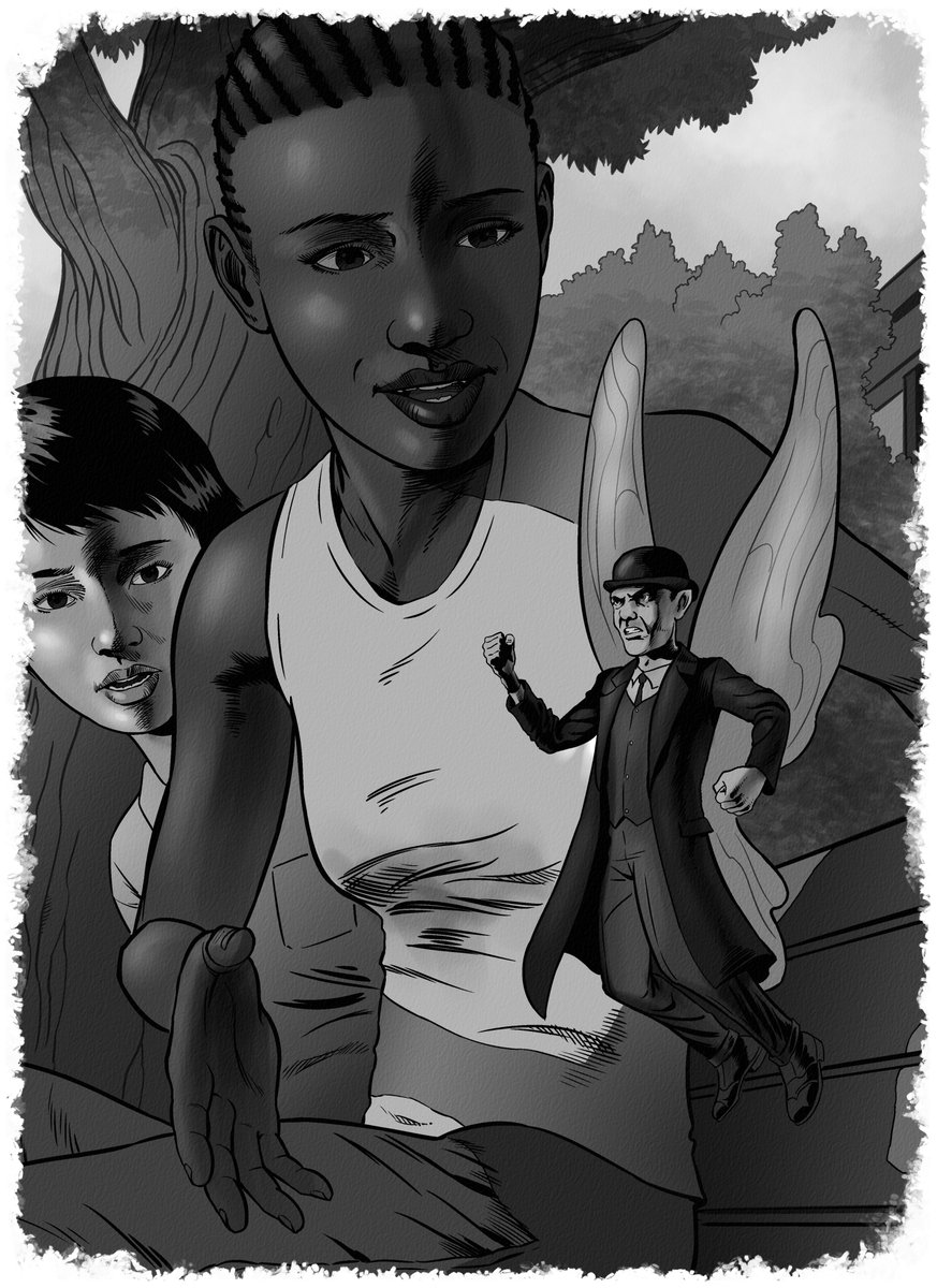 Folktellers's tweet photo. Some final art from our upcoming Book 4: The Great American Fairy Hoax. Fay and Iris have certainly stirred the fairy pot! Kudos to our resident visual genius Patrick McEvoy. https://t.co/YG95miJGd7