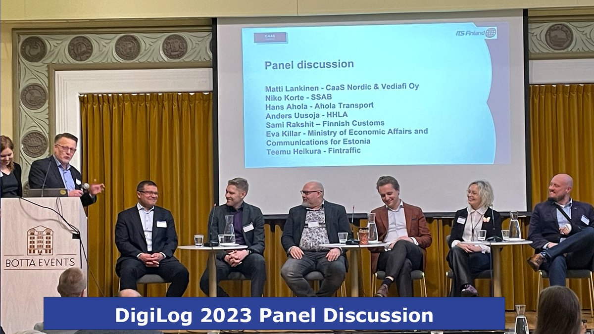 ITS_Finland's tweet image. Event DigiLog 2023!

The panellists presented by @matti_lankinen. A panel of transport professionals answers questions on logistics and digital transport.
The conversation is good as you can see from the picture.
Join in youtube.com/watch?v=LoyqrN…
#DigiLog2023