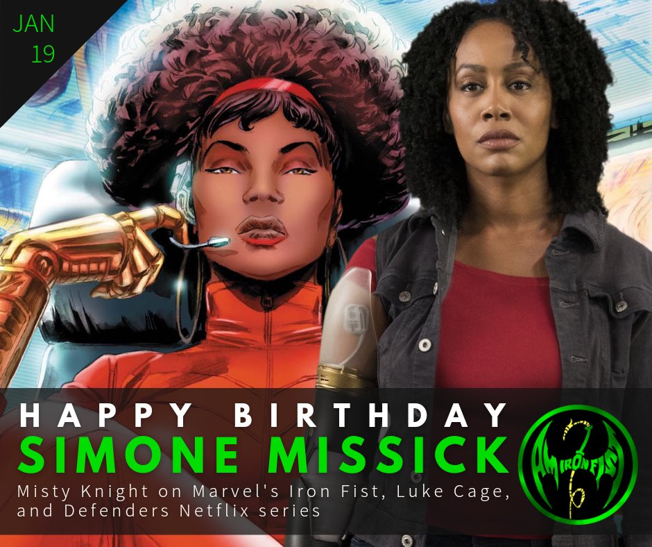 iamironfist23's tweet photo. HAPPY BIRTHDAY, SIMONE MISSICK! Missick turned 41 years old today, January 19. She portrayed Misty Knight on Marvel's Iron Fist, Luke Cage, and The Defenders TV series on Netflix.👊
#IronFist #MistyKnight #SimoneMissick https://t.co/MP0fumRrd1