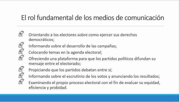 📰🗞️Durante, antes y después del proceso electoral los medios de comunicación juegan un rol fundamental para que el proceso electoral se realice de forma transparente y legítima, señala #CatalinaSoberanis a las y los periodistas que participan en #CiclosCAP.