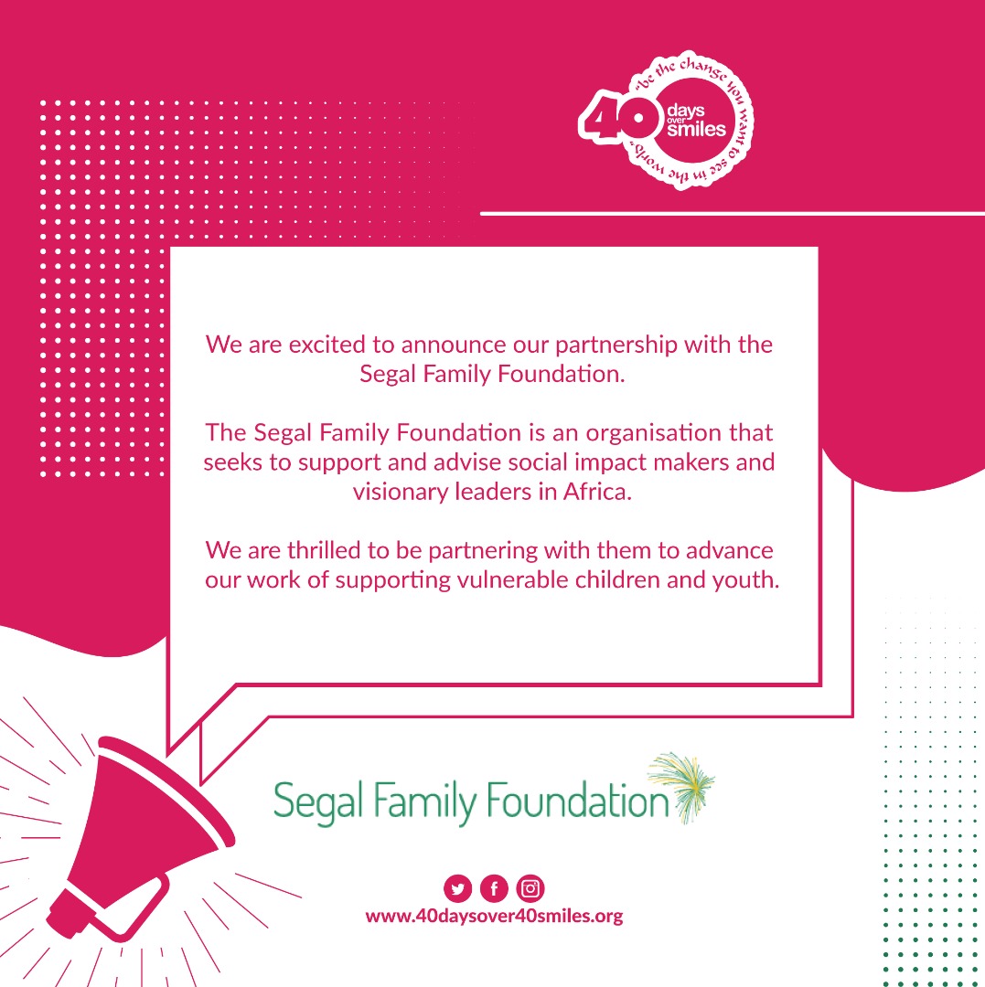 40days_40smiles's tweet photo. #Newpartneralert
We are excited to partner with @SegalFoundation https://t.co/Xt9auZGHcW