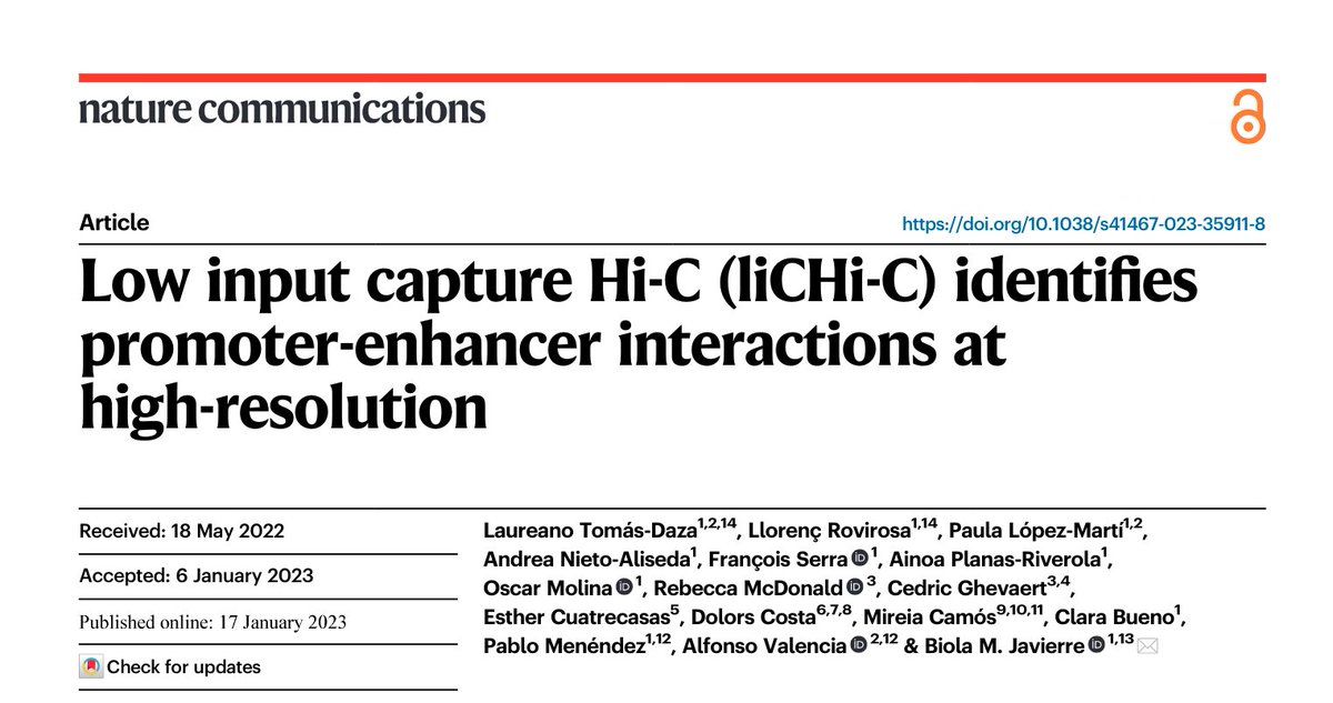 Laure Tomás (he/him) (@lauretomas) on Twitter photo <a href="/LlorencRovirosa/">Llorenç Rovirosa</a> and I are really excited to share with all of you our latest paper published in <a href="/NatureComms/">Nature Communications</a> about our new method liCHi-C. Thread below!👇 <a href="/LlorencRovirosa/">Llorenç Rovirosa</a> and I are really excited to share with all of you our latest paper published in <a href="/NatureComms/">Nature Communications</a> about our new method liCHi-C. Thread below!👇