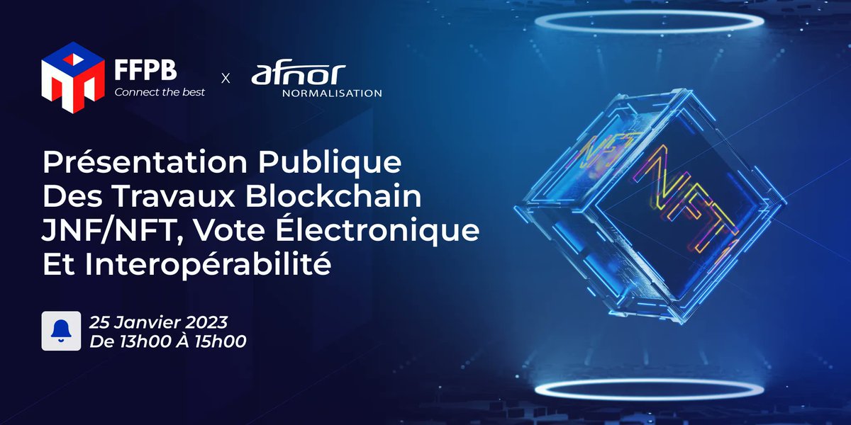 📢Rejoignez-nous à la réunion publique ouverte avec @afnor pour dévoiler notre travail sur les cas d'utilisation et les besoins normatifs de la #Blockchain:

🔸des #NFTs
🔸l'interopérabilité
🔸le vote électronique

Online et gratuit👉us06web.zoom.us/meeting/regist…

#JNF #ETH #crypto