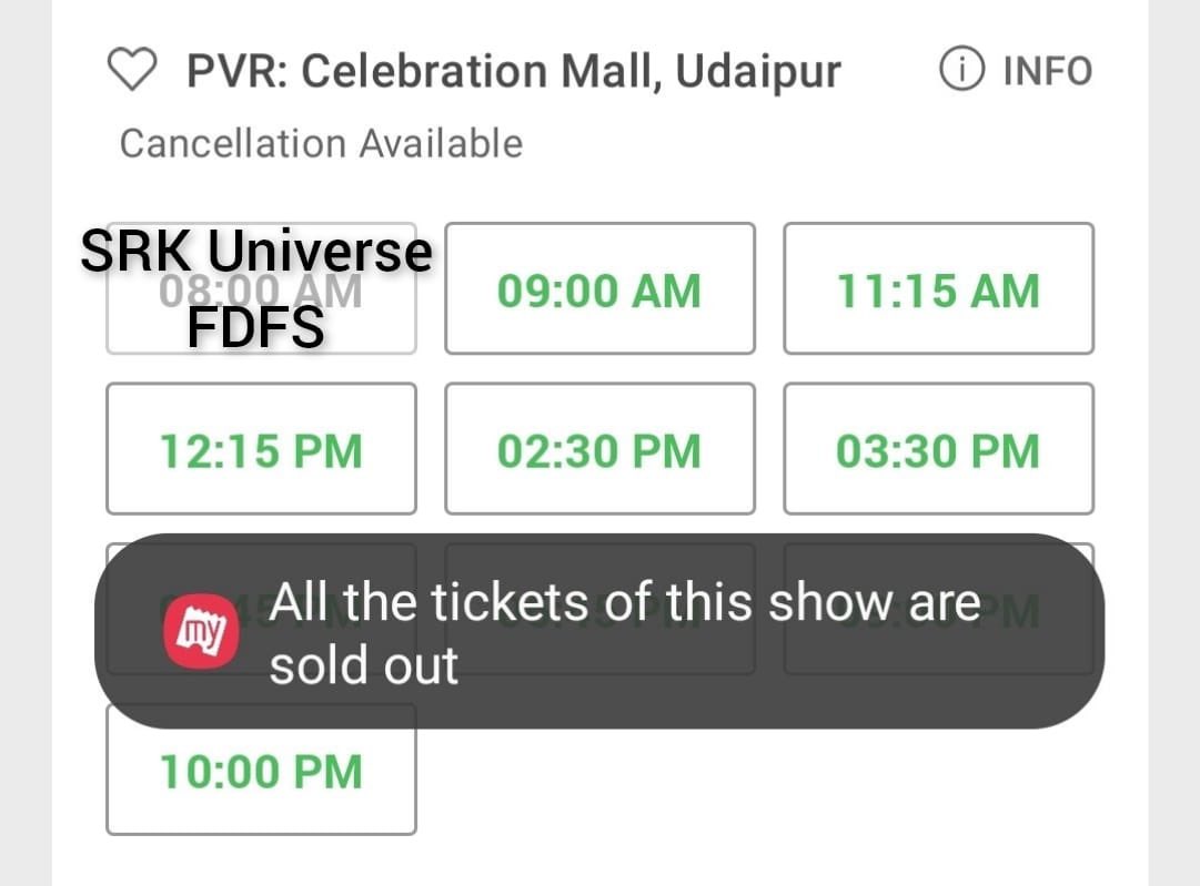 Shah Rukh Khan Universe Fan Club (@srkuniverse) on Twitter photo Our Udaipur team has booked the entire 8:00 AM show to celebrate #Pathaan’s return on the big screen 😍🔥
Ab to Mausam blockbuster ho gaya #Udaipur mein.❤️
DM <a href="/IamAnilSRK/">Anil SRK</a> to be a part of this huge celebration 😍
<a href="/iamsrk/">Shah Rukh Khan</a> <a href="/yrf/">Yash Raj Films</a>
#PathaanAdvanceBooking #SRK #ShahRukhKhan Our Udaipur team has booked the entire 8:00 AM show to celebrate #Pathaan’s return on the big screen 😍🔥
Ab to Mausam blockbuster ho gaya #Udaipur mein.❤️
DM <a href="/IamAnilSRK/">Anil SRK</a> to be a part of this huge celebration 😍
<a href="/iamsrk/">Shah Rukh Khan</a> <a href="/yrf/">Yash Raj Films</a>
#PathaanAdvanceBooking #SRK #ShahRukhKhan