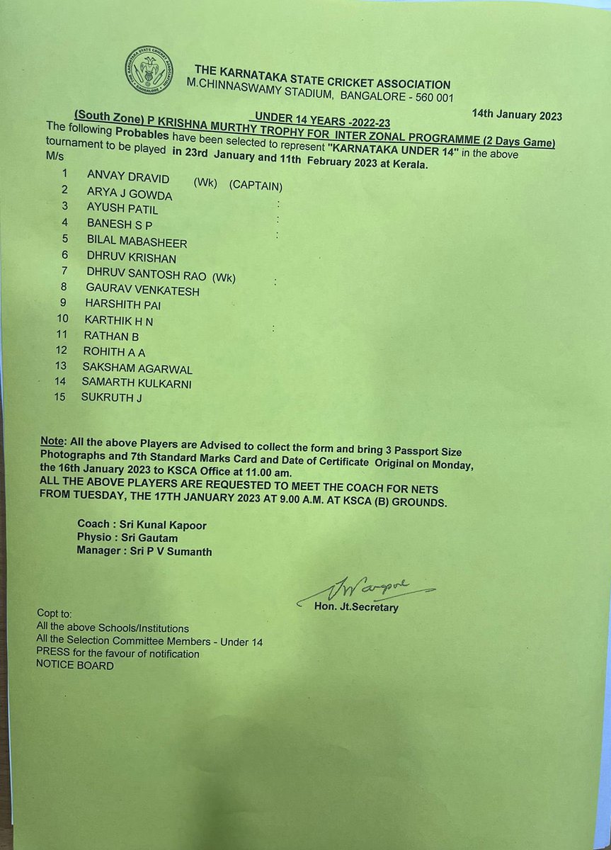 Mayugowda55's tweet photo. @CricCrazyJohns Being in Top 8 highest run getter in U-14 State probables Tournament, Praneeth Shetty(1st), Mourya M C(4th),Karan Raghavendra(5th) &amp; Romith B(8th) has been not selected for U-14 State Team.
Dhruv Santhosh Rao who is in 11th place has been selected for state team
#JusticeRequired https://t.co/YofHneOh6x