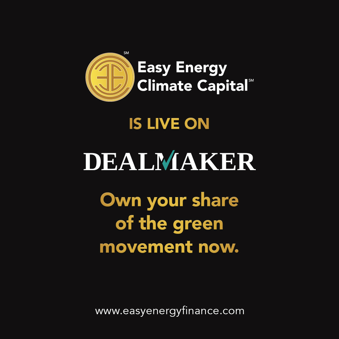 EasyEnergyFin's tweet photo. The wait is over!

We are delighted to announce that Easy Energy Climate Capital℠  is live on Dealmaker 🤝

Visit: https://t.co/tJSopgMEyo https://t.co/UELueXpQiE
