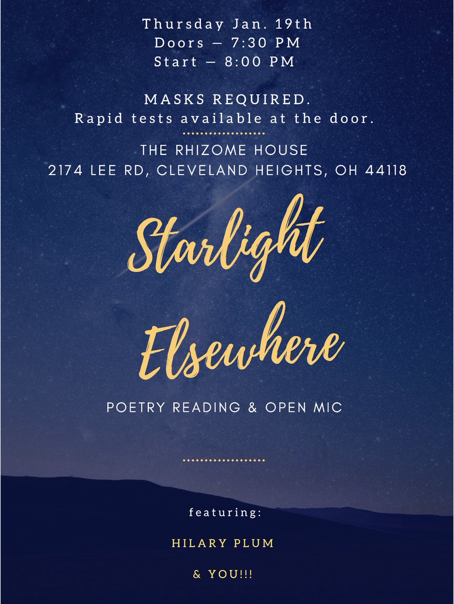 For those in cleveland! This is tonight! Remember to test before coming and mask up the entire time! We’ll have an air filtration device in the space as well!