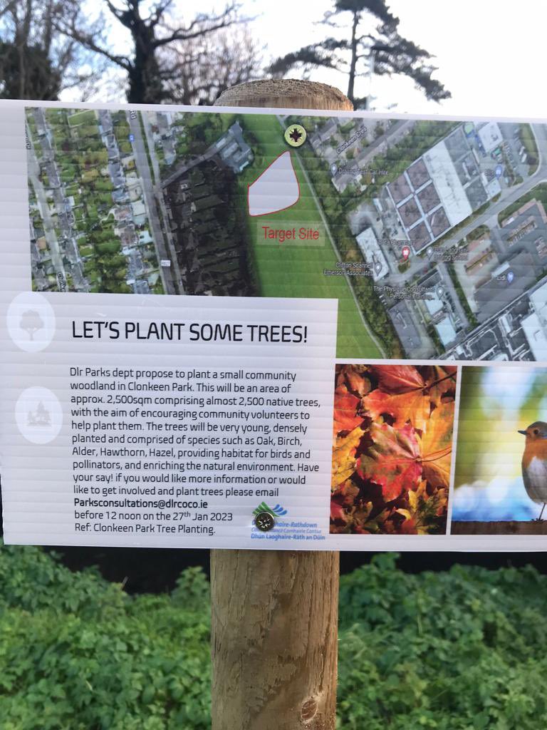 kruddock's tweet photo. 📣🌳🌳
Clonkeen Park. You’re getting a new native woodland 😊
There will be 2,500 native trees planted in 2,500sqm on the area below.
Fancy getting involved with some tree planting, or have a comment? Email the Council before 27th Jan https://t.co/4fnLK4fwGF